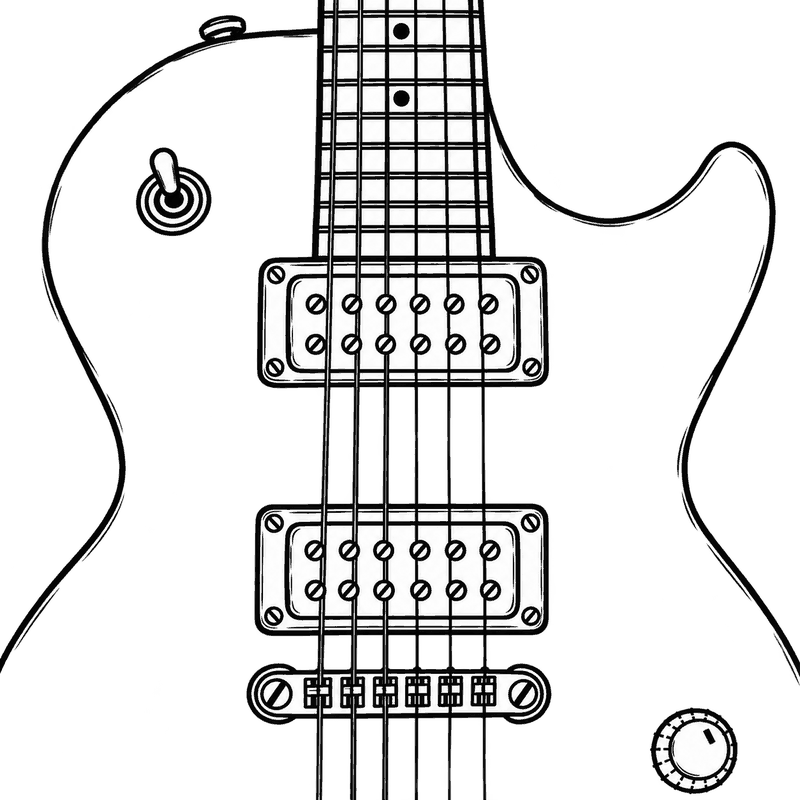 Line drawing of a guitar with two Filter'Tron pickups, each showing two rows of six screws inside a metal frame